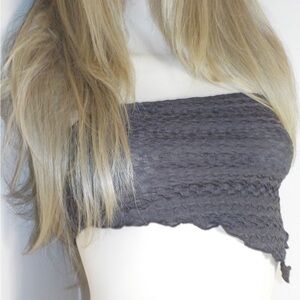 Dark Brown Textured Tube Top